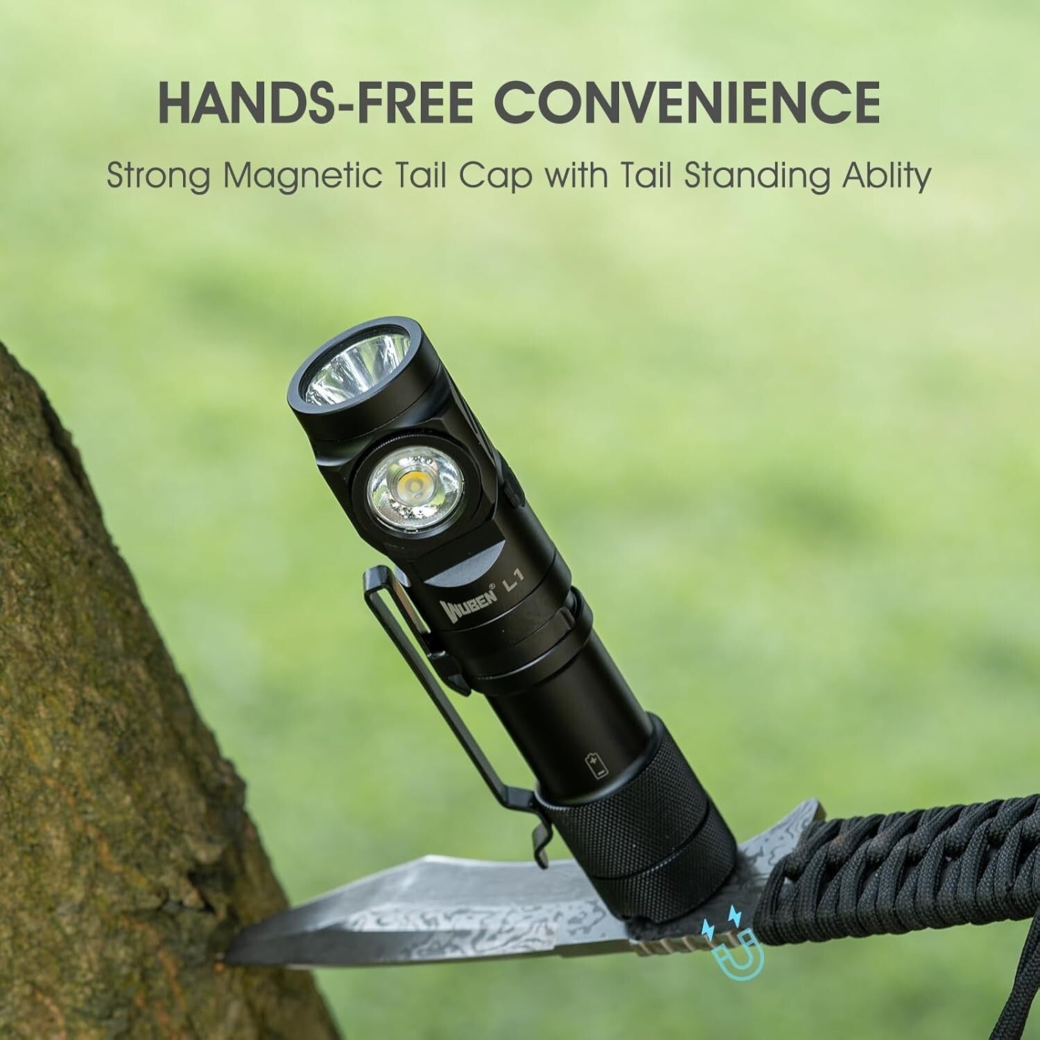 2000 Lumen Rechargeable Tactical Flashlight with Magnetic Base & IP68 Waterproof