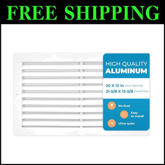 Quiet Operation 20 x 12 Inch AC Transfer Grille - Easy Install & Lightweight