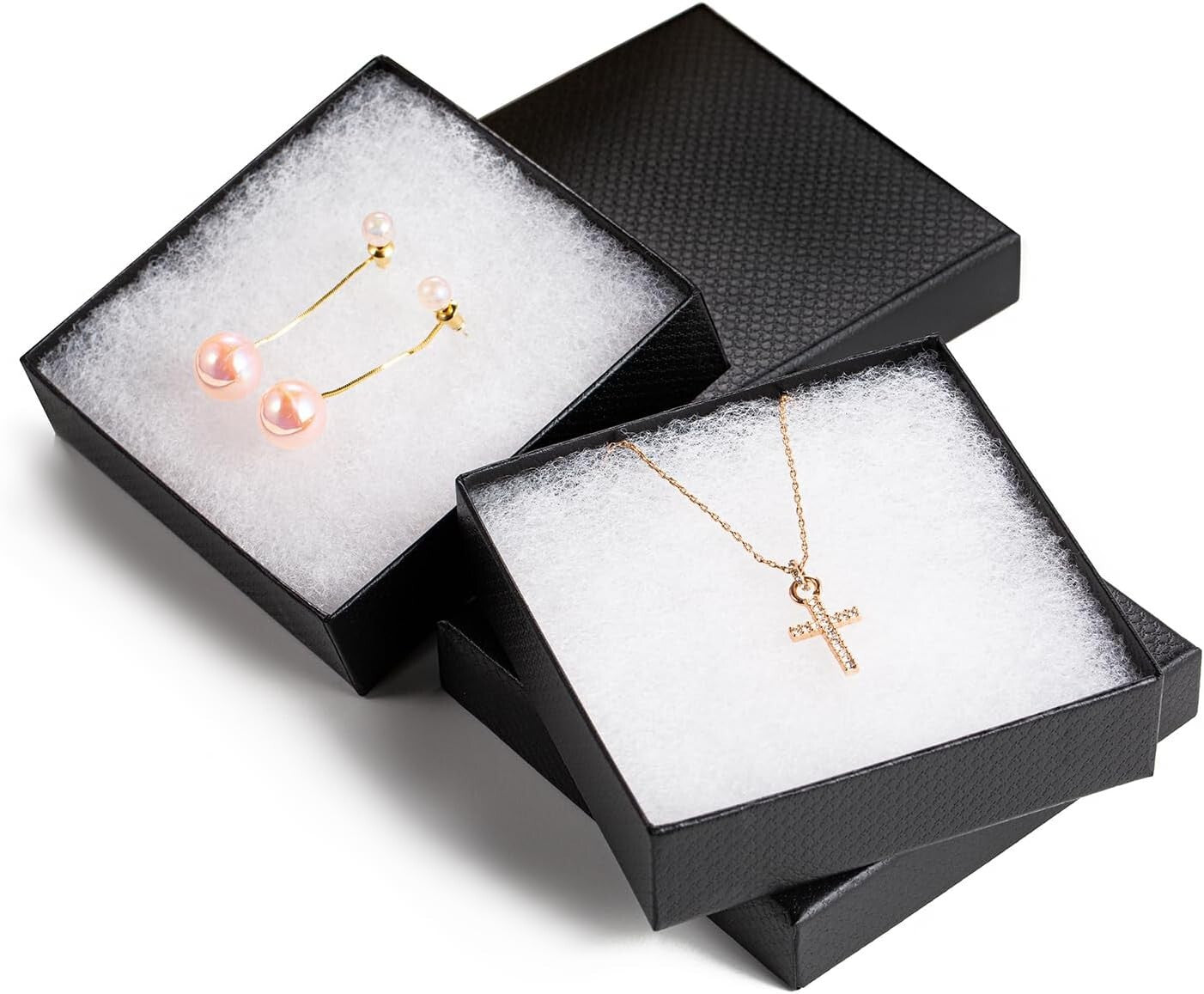 Sturdy Black Cardboard Jewelry Gift Boxes - 96 Multi-use Boxes for DIY | Elegant