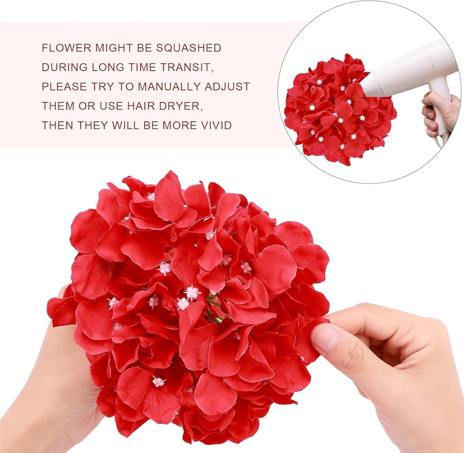 Customizable 64ct Red Hydrangea Flower Set - Party, Wedding & Garden Ready