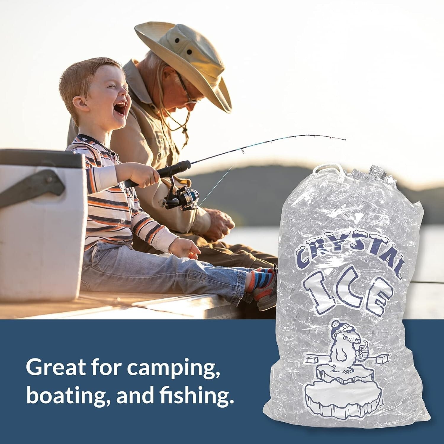 Eco-Friendly 8 lb. Clear Ice Storage Bags - 500 Count with Cotton Drawstring