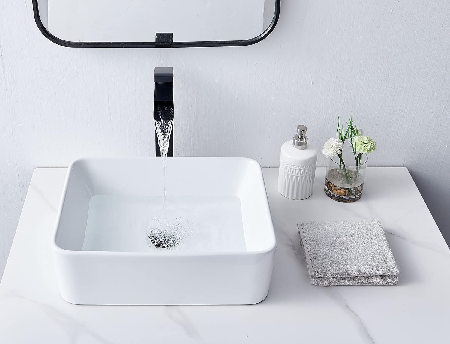 Durable White Ceramic Vessel Sink - Instantly Upgrade Your Bathroom Style