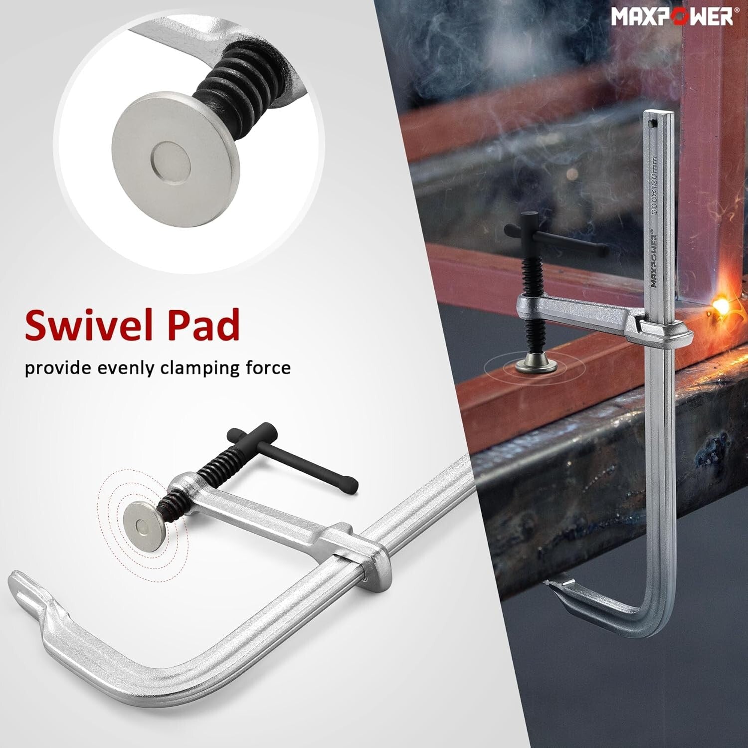 12-Inch Forged Steel F Clamps with 4-3/4-Inch Throat Depth - Reliable & Durable