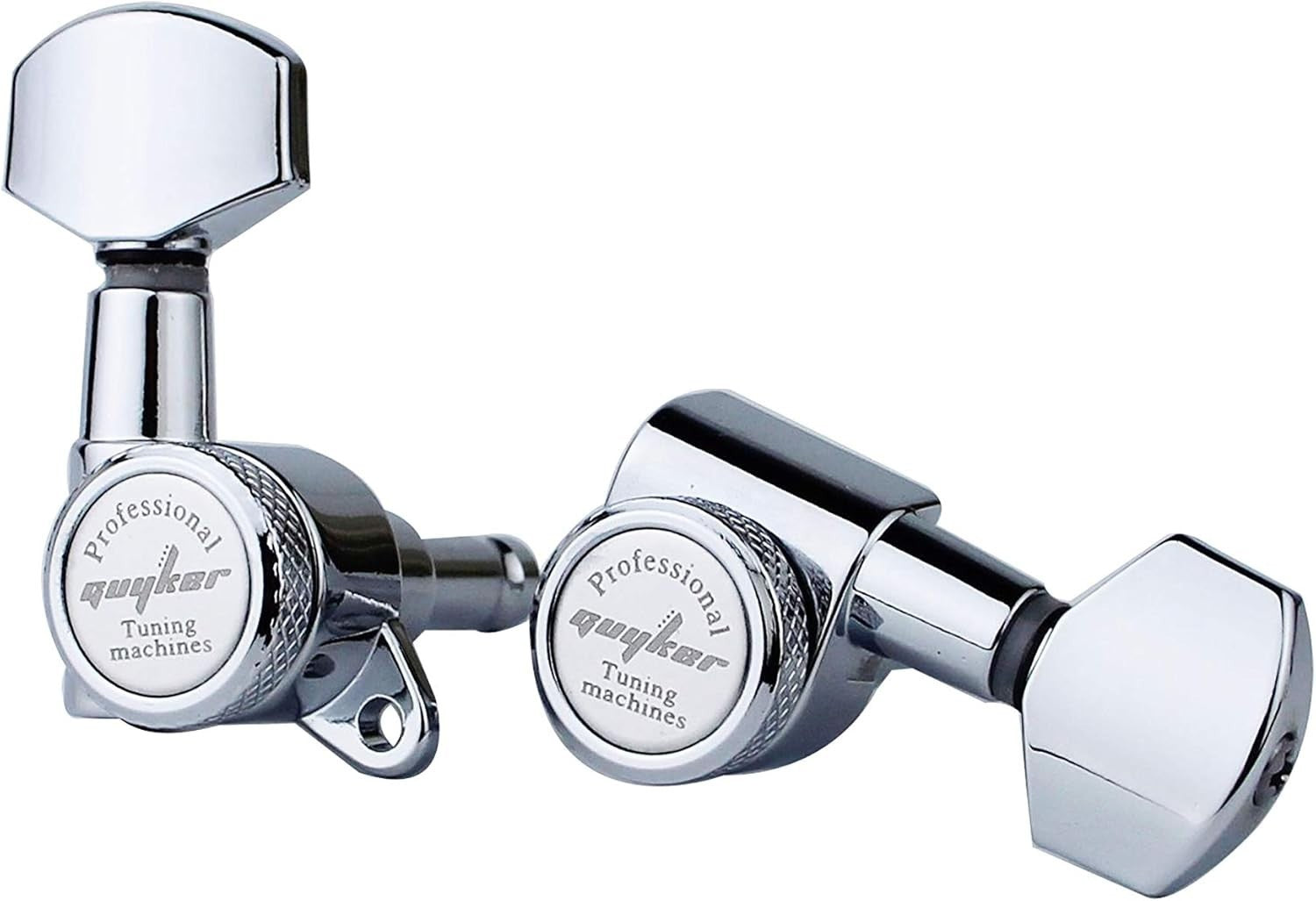 Easy Install 3L + 3R Locking Tuners for ST, TL, SG, LP Style Guitars - Chrome