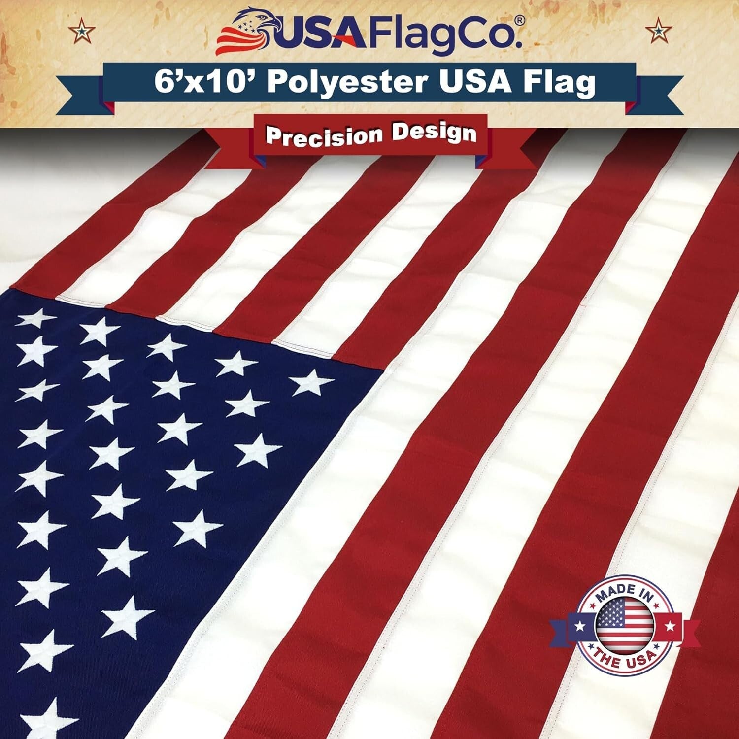 Durable 6'x10' Outdoor American Flag - Weatherproof & Fade Resistant Design