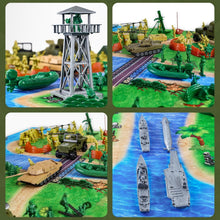 Load image into Gallery viewer, Complete Military Toy Set - 124 Plastic Army Men, Tanks &amp; Helicopters for Kids