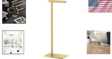 Load image into Gallery viewer, Luxury Brushed Brass Freestanding Toilet Paper Holder with Weighted Base, 22.25”
