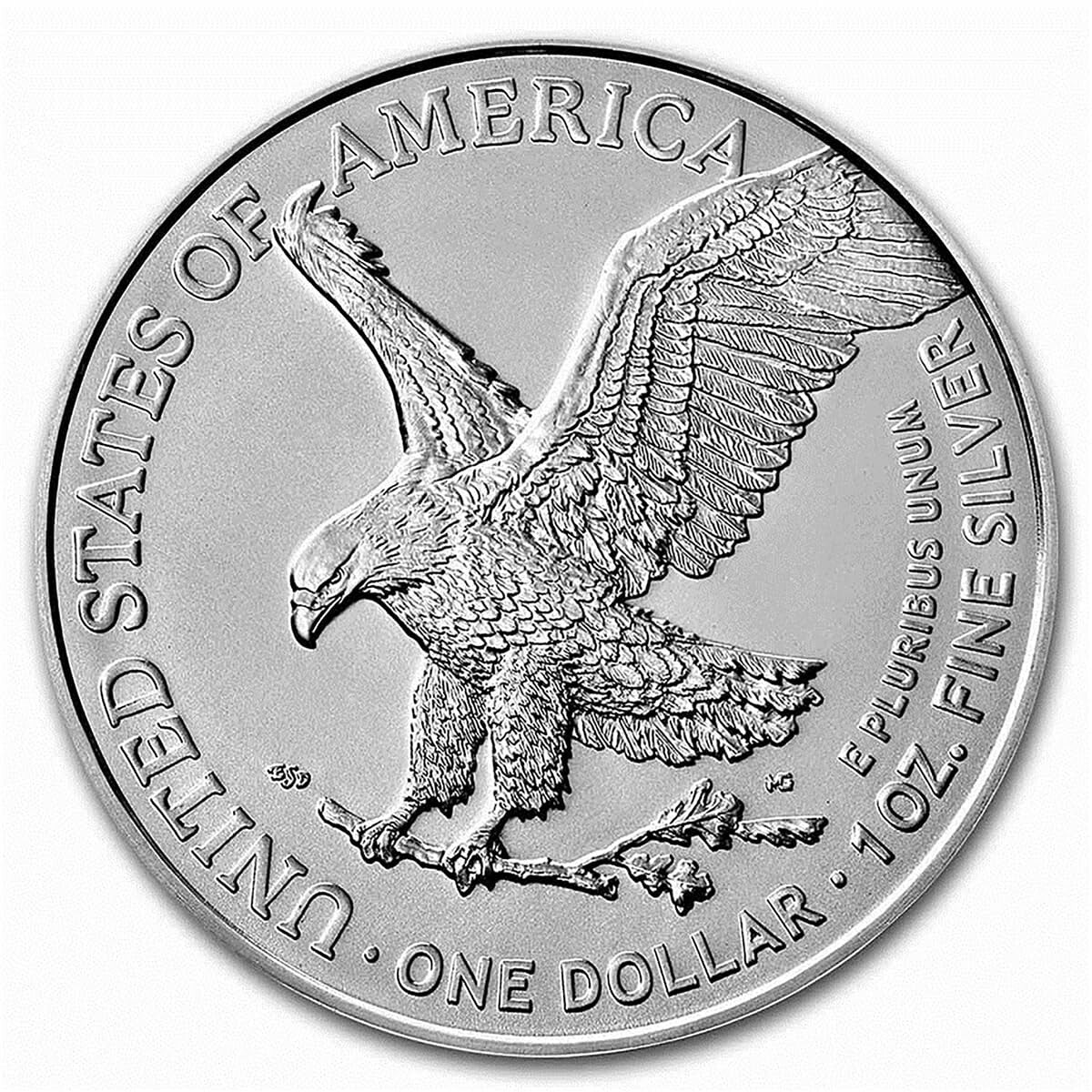 Brilliant Uncirculated 2025 American Silver Eagle Coin with Eagle Landing Design
