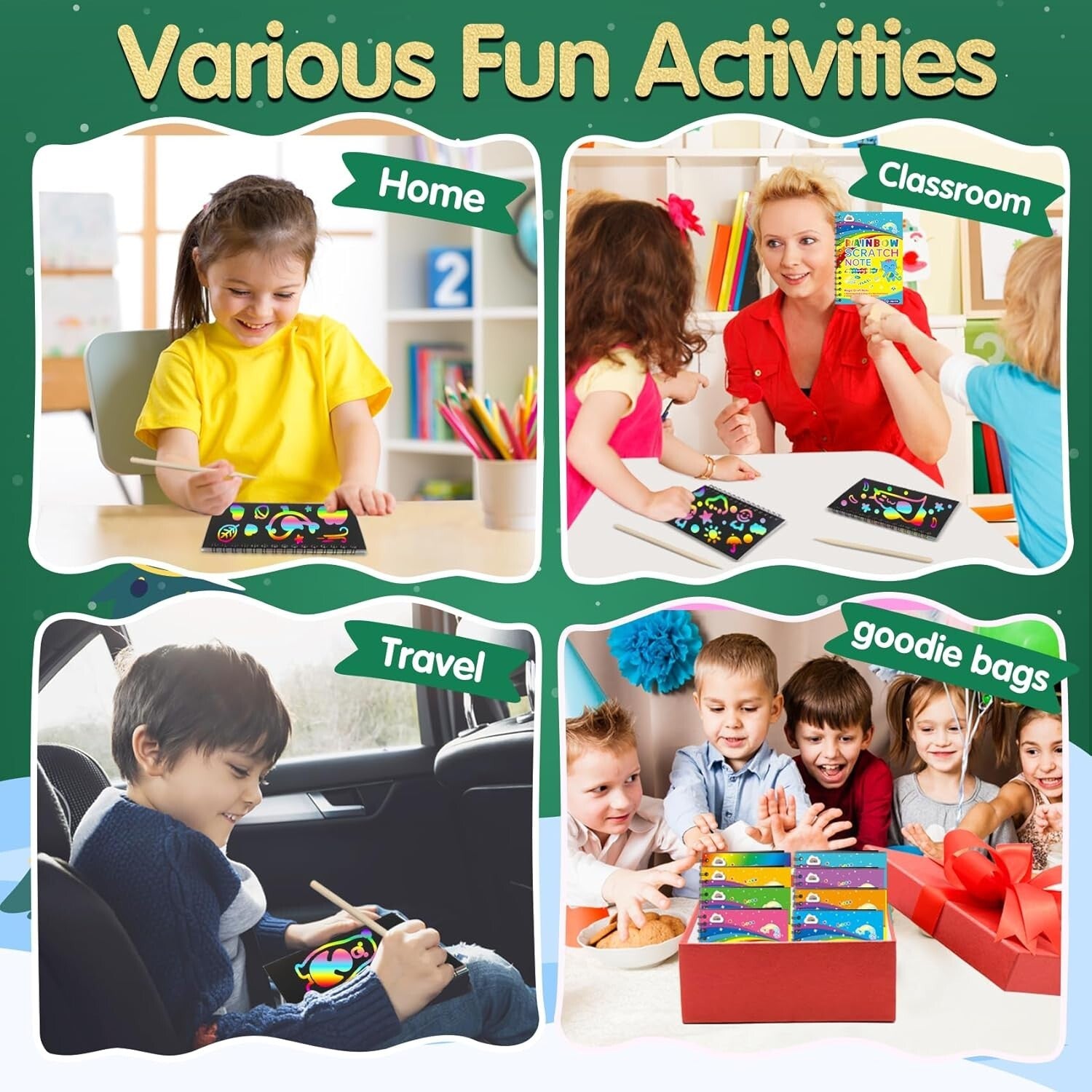 Creative Scratch Art Party Favors - 36 Colorful Notebooks & Gift Bags Included