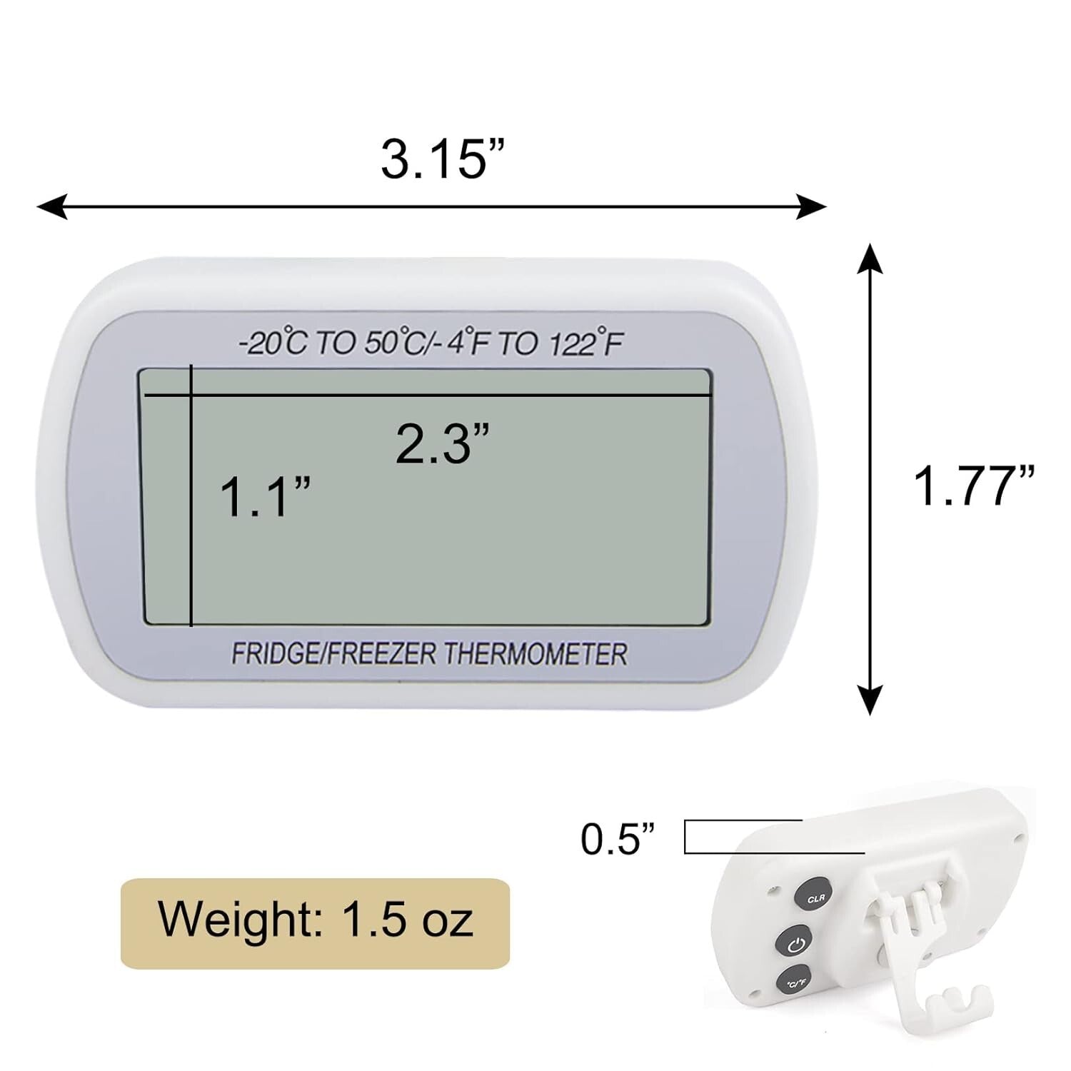 Easy Read 6-Pack Waterproof Digital Thermometers for Refrigerators & Freezers