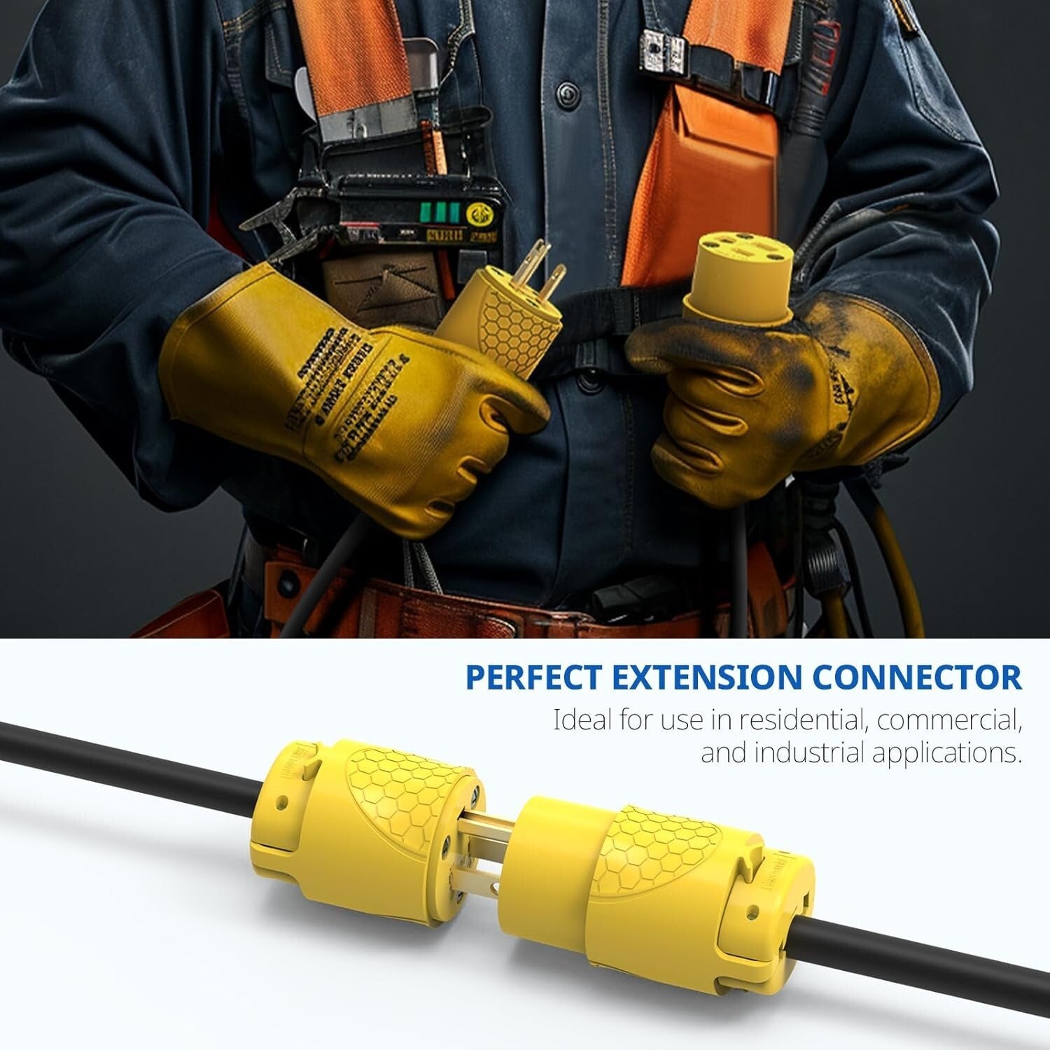 Yellow Electrical Replacement Plug Kit for Extension Cords, 15A 3-Prong Design