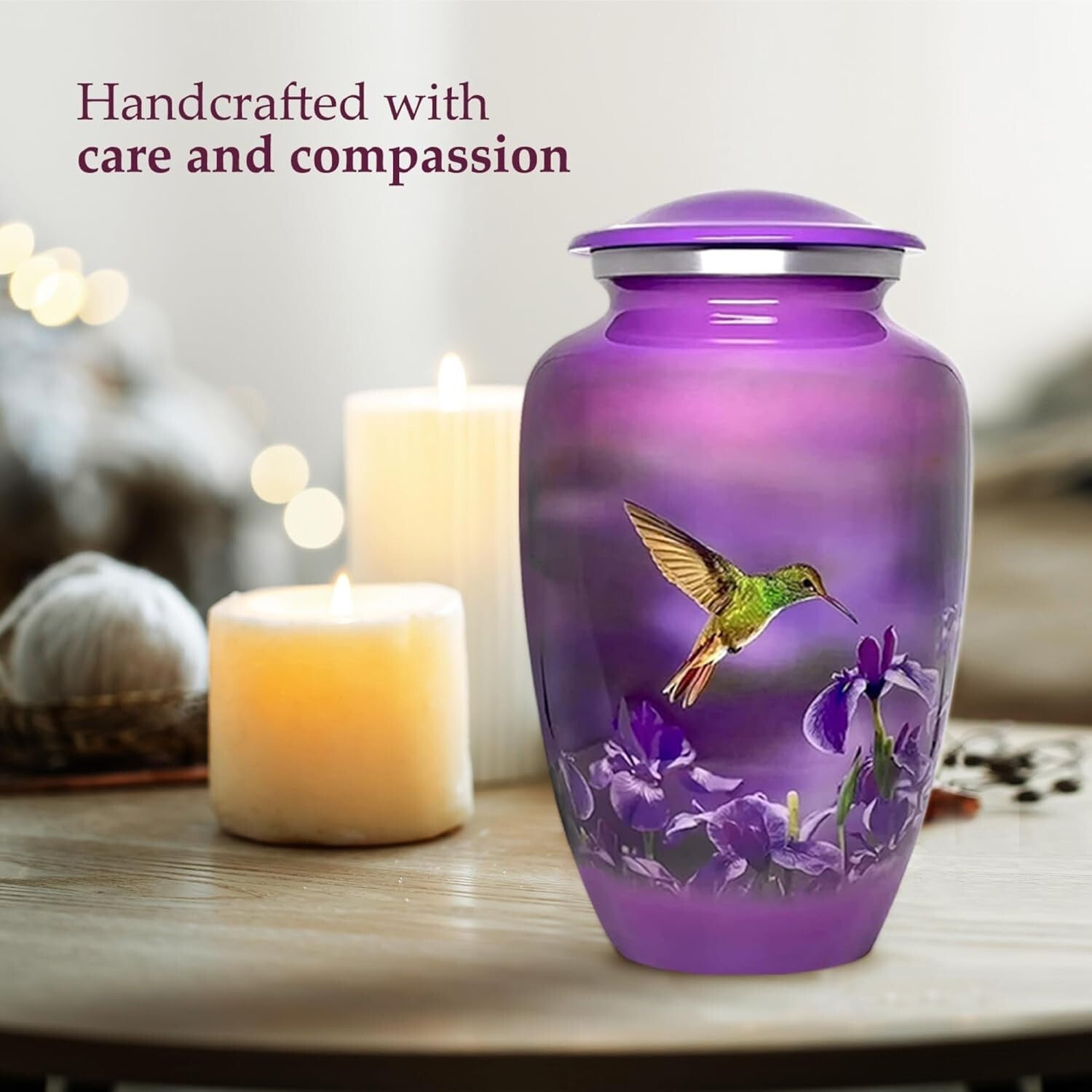 Elegant Hummingbird Cremation Urn for Adult Ashes - Large 200 lbs Capacity