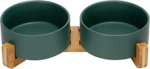 Load image into Gallery viewer, Elegant Ceramic Dog and Cat Bowl Set with Non-Slip Wooden Stand - 3.6 Cups