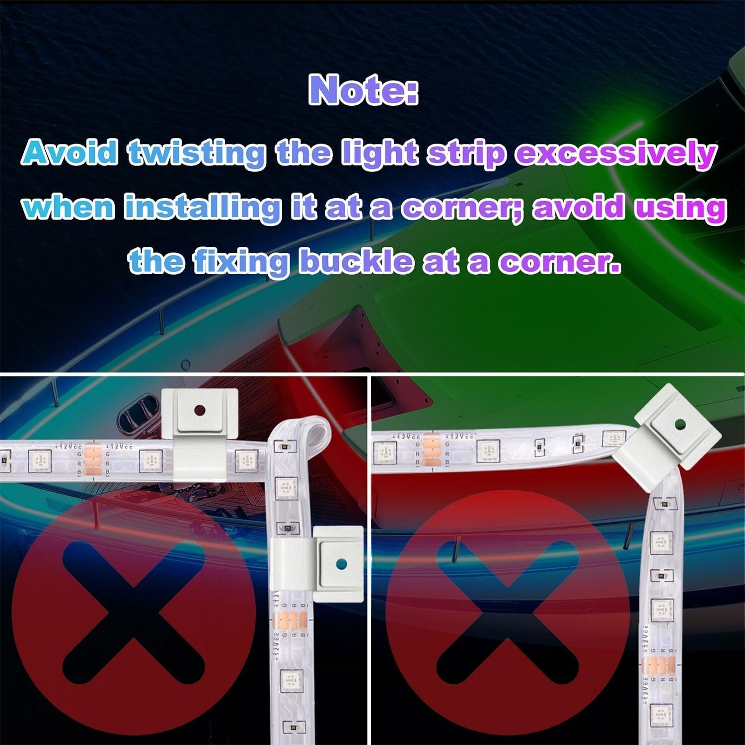 Customizable 50FT LED Strip Lights for Boats - IP67 Waterproof & App Controlled