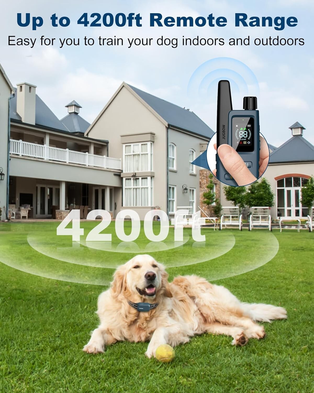 Rechargeable Dog Shock Collar with Remote - Fits All Breeds, Waterproof Design