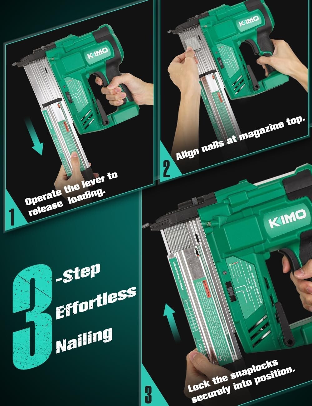 Versatile KIMO 18 Gauge Nail Gun - Adjustable Depth & 180 Nails/min Performance