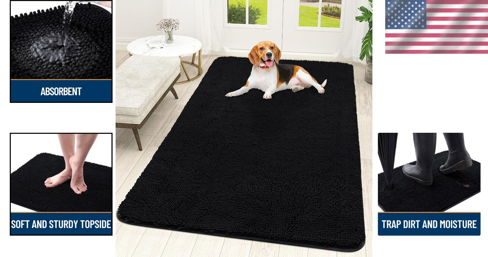 Versatile Absorbent Dog Mat 59x35 - Stylish Indoor Entryway Solution