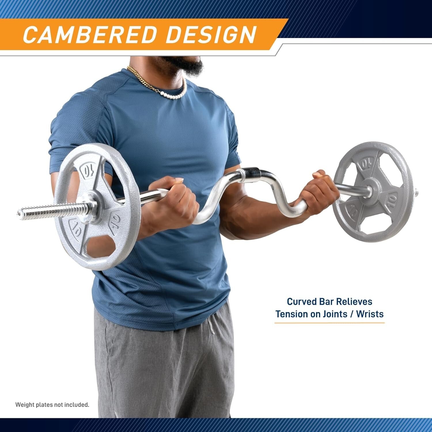 Ergonomic 47" Curl Bar with Knurled Grip - Ideal for Strength Training Sessions