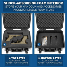 Load image into Gallery viewer, Durable Hard Shell Gun Case for Safe Transport of Two Handguns and Accessories