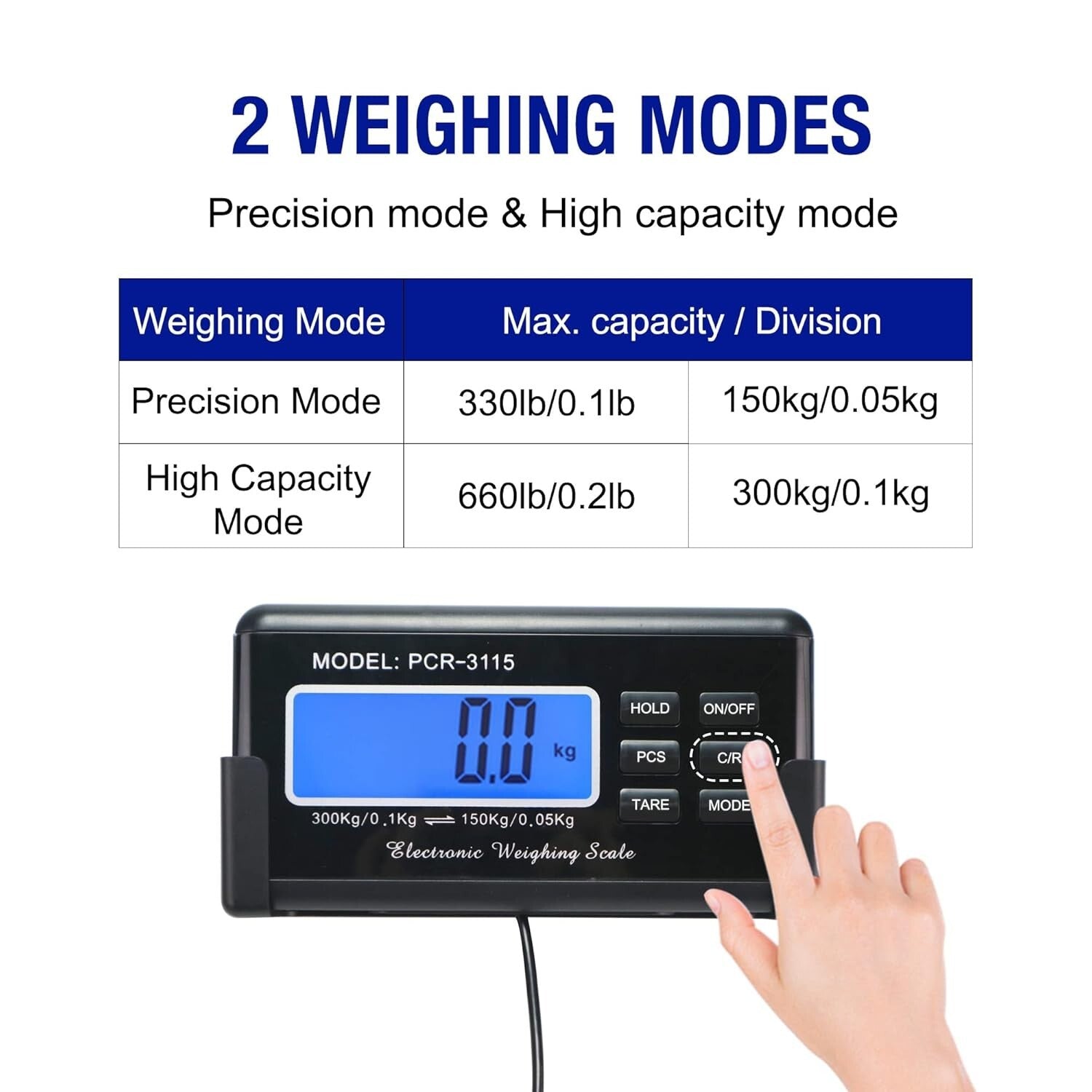 Heavy-Duty Digital Shipping Scale - 660lbs x 0.2oz with Precision Tare Function