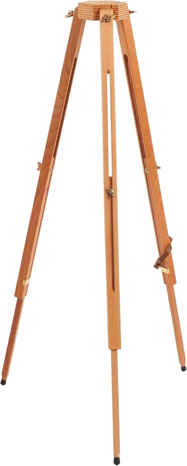 Classic Adjustable Tripod Easel in Natural Wood - Ideal for Outdoor Artists