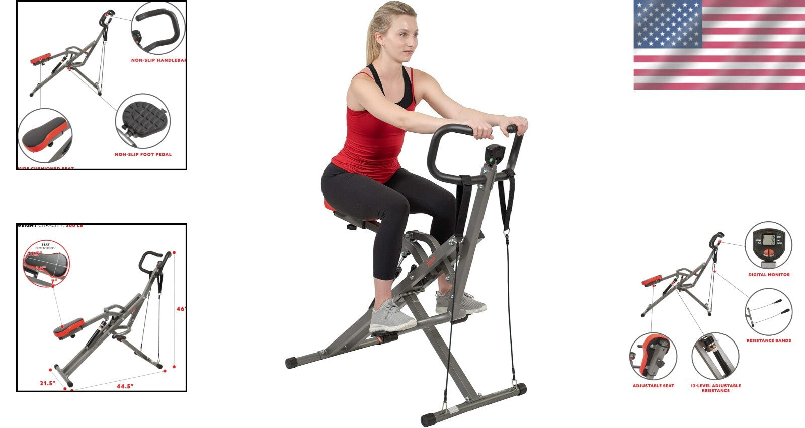 Row-N-Ride PRO Full-Body Squat Machine with Resistance Bands & App Access