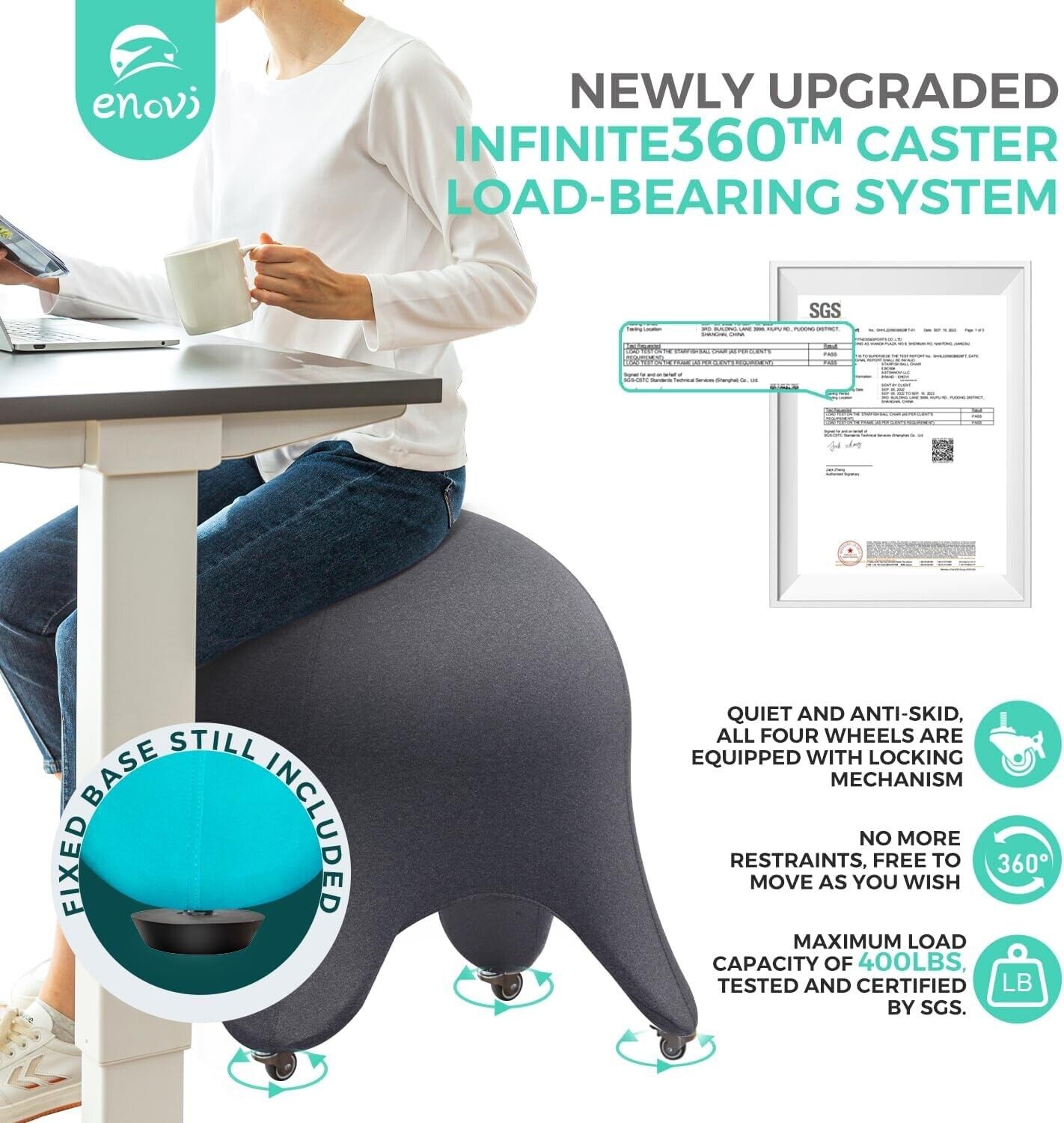 Quality Alloy Steel Yoga Ball Chair - 400 lbs Max. - Ergonomic Comfort Redefined