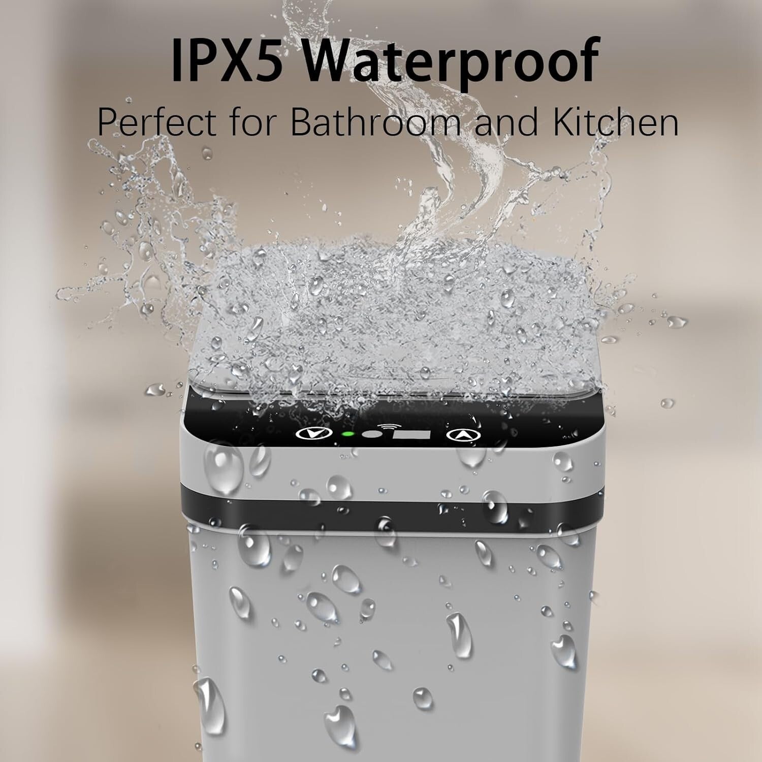 Slim Automatic Trash Can Bundle - Waterproof 2.5 Gallon Waste Bins for Home