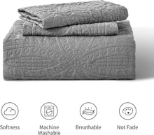 Load image into Gallery viewer, California King Coin Pattern Quilt Set - Soft Grey 3-Piece Bedding Ensemble
