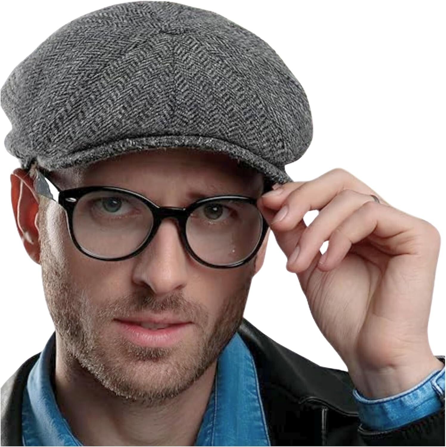 Authentic Irish Newsboy Cap - 100% Wool Herringbone Flat Cap for Men & Women