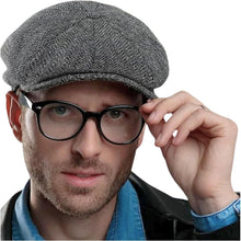 Load image into Gallery viewer, Authentic Irish Newsboy Cap - 100% Wool Herringbone Flat Cap for Men &amp; Women