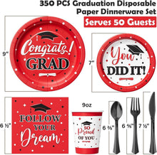 Load image into Gallery viewer, 350 PCS Graduation Party Dinnerware Set - Elegant Supplies for Class of 2025