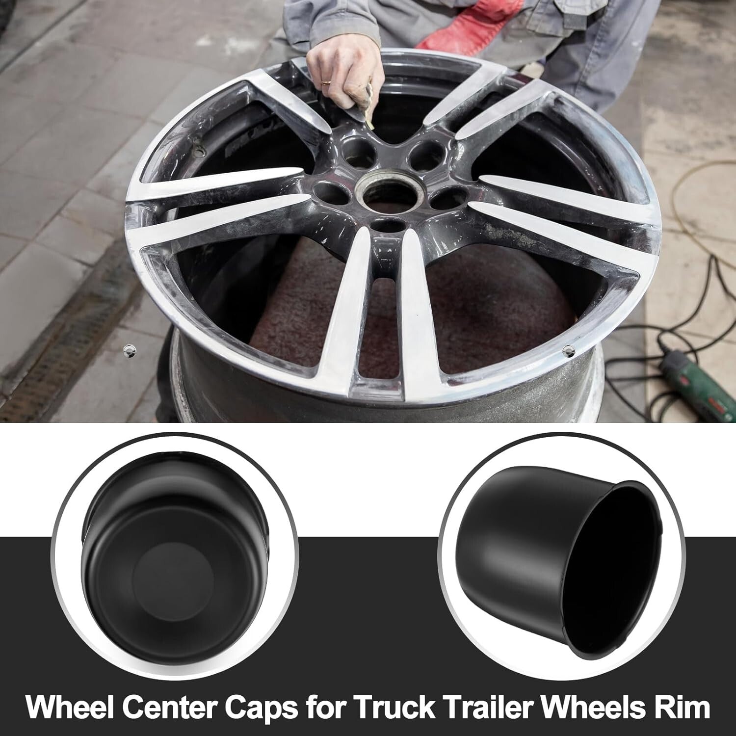 Easy Install Black Wheel Center Caps - 4 Pcs 4.25 Inch for Trailers and Trucks