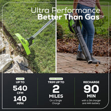 Load image into Gallery viewer, 13" 60V Cordless Trimmer &amp; 540 CFM Leaf Blower Combo Kit – No Maintenance Needed