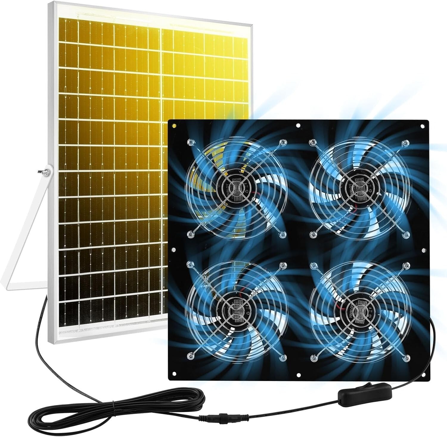 High Efficiency Solar Ventilation Fan - 25W Solar Panel for Barns & Dog Houses