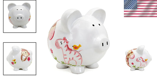 Stylish 7" Jungle Jill Ceramic Piggy Bank - Fun & Functional Savings Tool