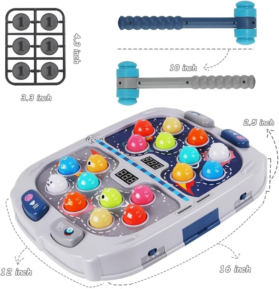 Safe and Sturdy Whack Mole Game with Sound & Light - Ideal for Young Children