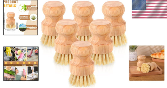 40-Pack Eco-Friendly Bamboo Dish Scrub Brushes with Sisal Bristles - Non-Scratch