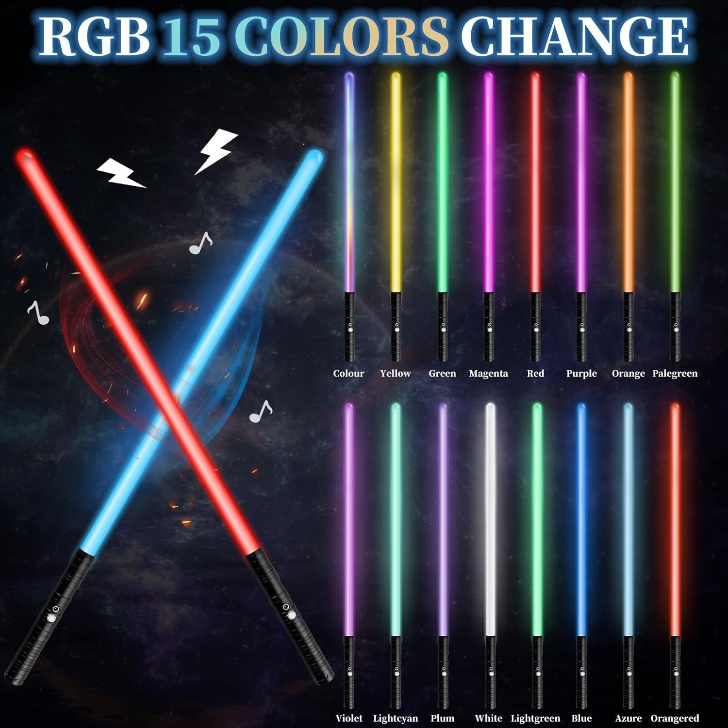 Vivid RGB Lightsaber 2-Pack - Rechargeable with Special Effects for Dueling