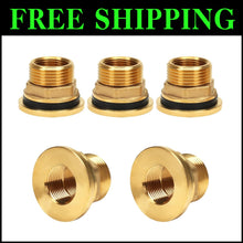 Load image into Gallery viewer, Pack of 5 Brass Bulkhead Fittings - 3/4" NPT Female x 1" Male for Water Tanks