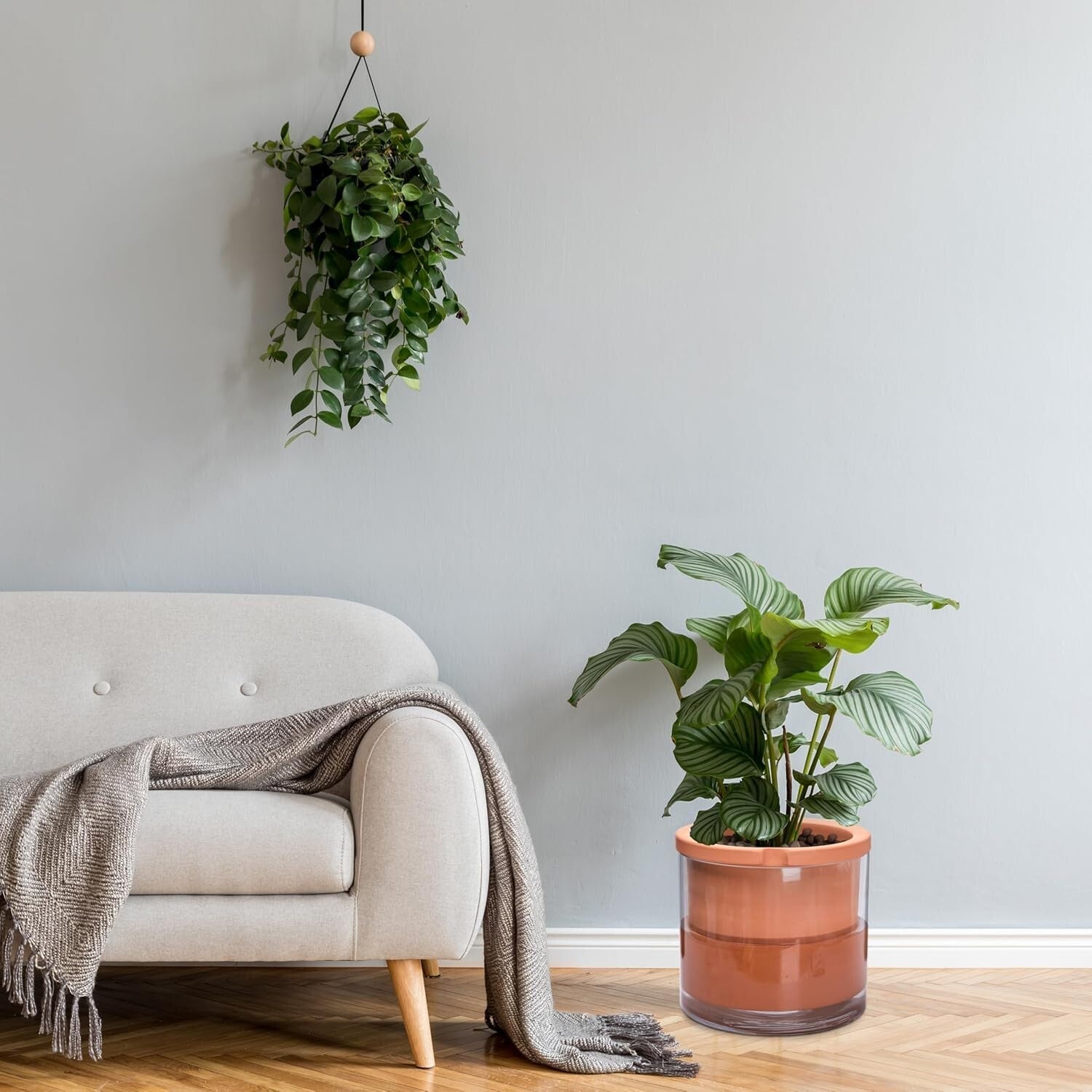 10 Inch Resin White Terracotta Self-Watering Pot - Perfect for Indoor Plants