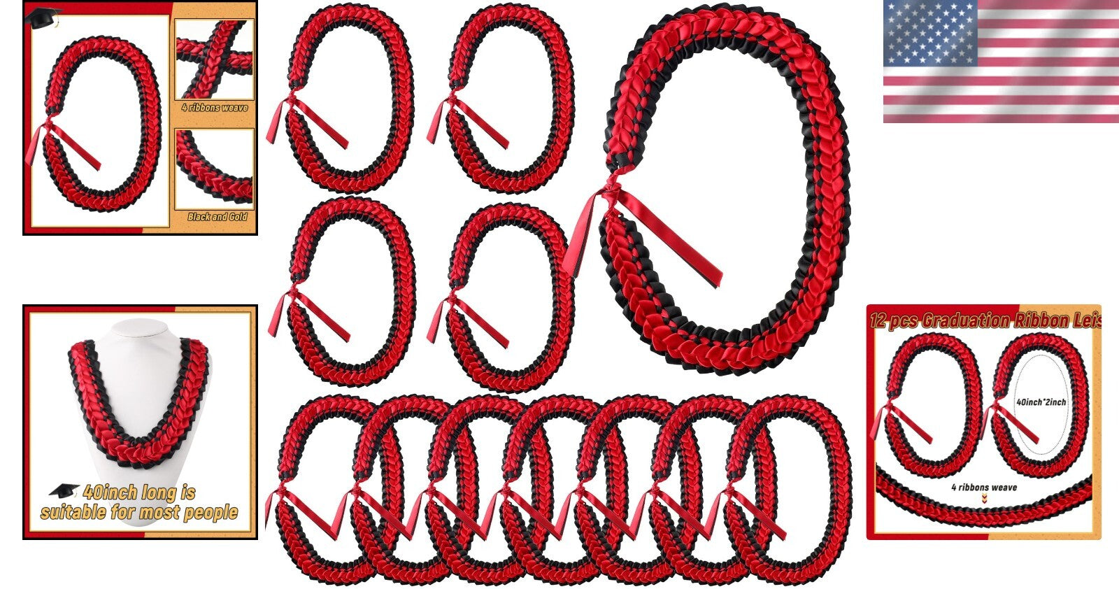 Customizable Double Braided Graduation Leis for Class of 2025 - Perfect Gifts!