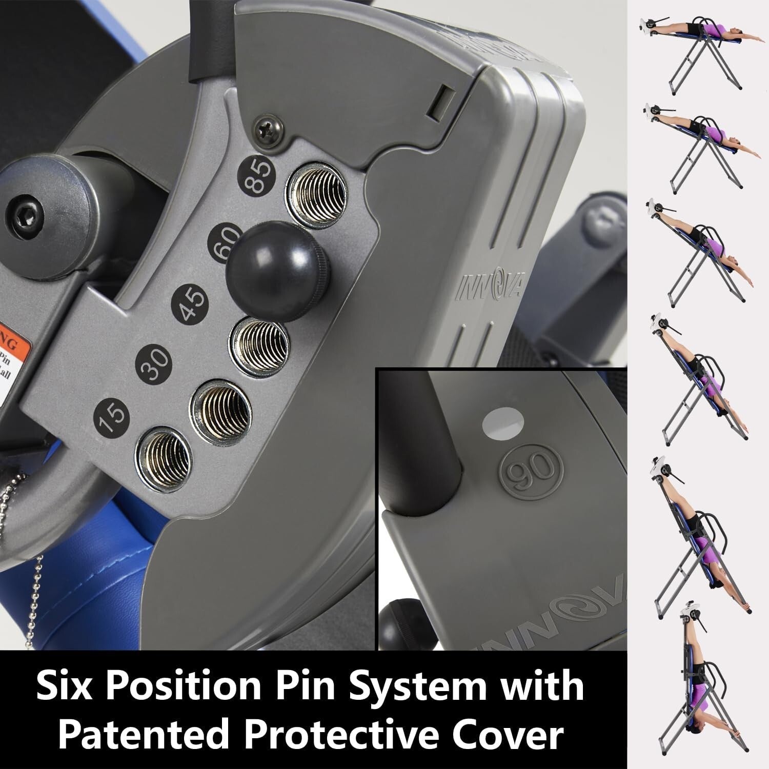 Advanced Black and Blue Inversion Table with Massage & Adjustable Lumbar Support