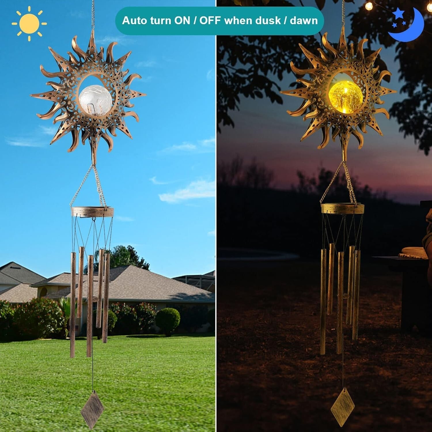 Durable Metal Solar Wind Chimes - Beautiful Garden Decoration & Gifts for Mom