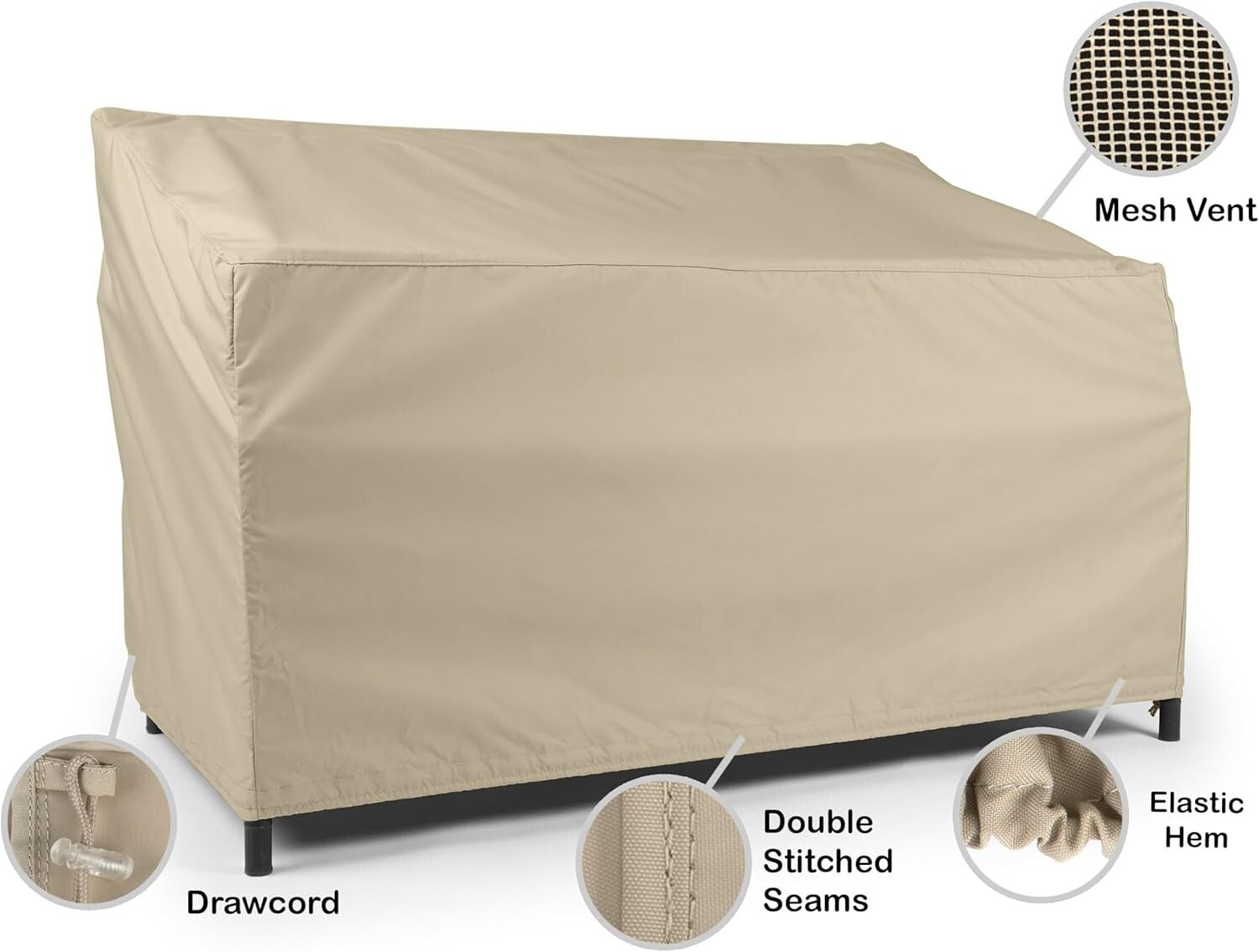 Secure Fit Outdoor Sofa Cover with Elastic Closure - Protects Against Elements