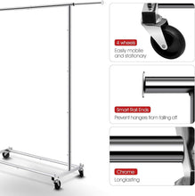 Load image into Gallery viewer, Chrome Garment Rack on Wheels - Adjustable Hanging Organizer for Stylish Storage