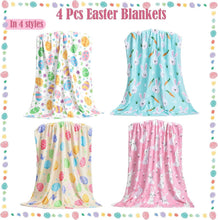 Load image into Gallery viewer, Colorful Easter Blanket Set of 4 - Soft Flannel Cozy Throws for Any Occasion