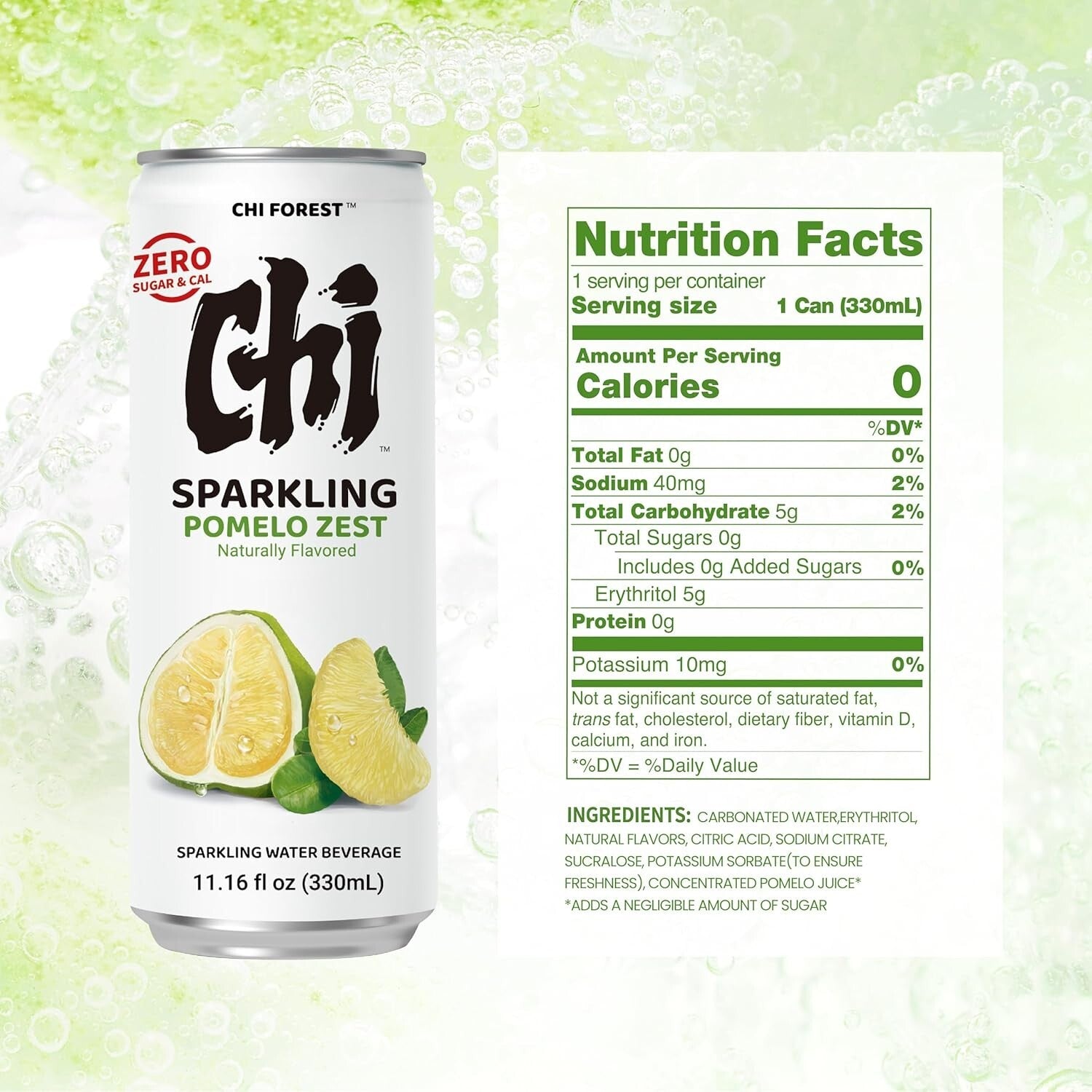 All-Natural Pomelo Sparkling Water - 24 Pack of 11.16 oz Cans, Zero Calories