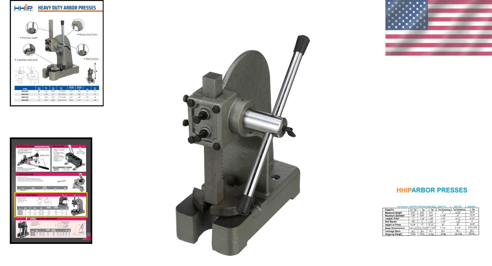 Heavy Duty Manual Arbor Press - 13 Inch Height with Steel Anvil for Durability