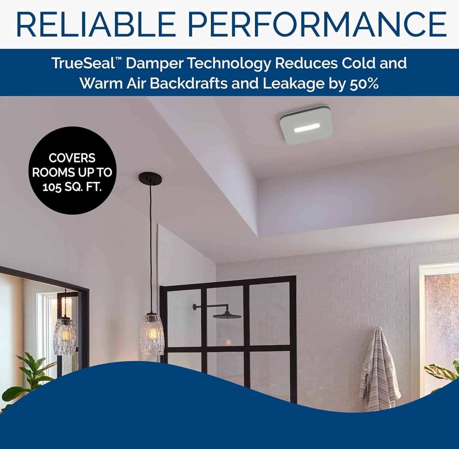 Compact LED Bathroom Exhaust Fan - ENERGY STAR, 110 CFM, Easy Roomside Install